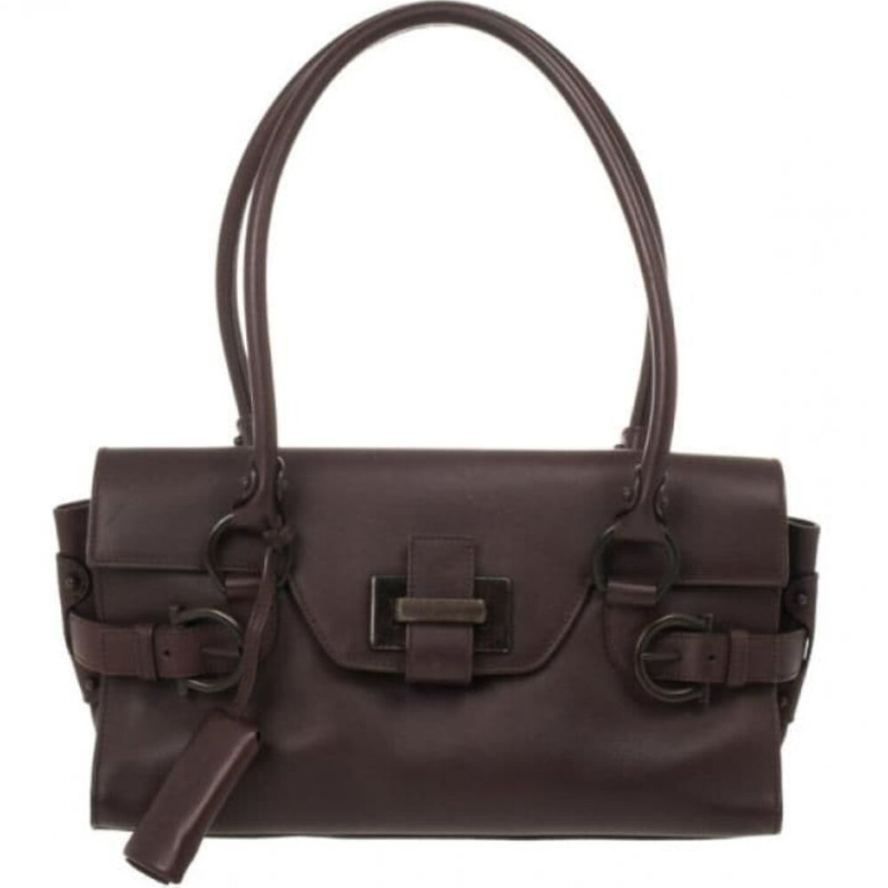 Salvatore Ferragamo Dark Brown Leather Handbag